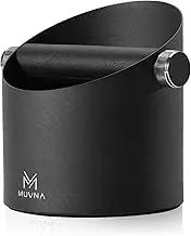 MUVNA Espresso Knock Box, Coffee Grounds Knock Box with Removable Knocking Rod Shock, Espresso Accessories Coffee Grounds Disposal Box, Non-slip Base(Black)