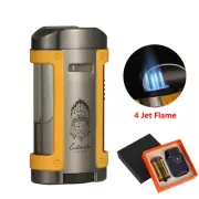 Lubinski Metal Cigar Lighter Jet Flame Torch Lighter Butane Refillable Gift Box