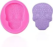 Skull Fondant Molds for Halloween Party Silicone Cupcake Topper Decorating Molds Chocolate Candy Mold Gum Paste Polymer Clay Epoxy Resin Mould