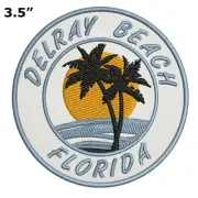 Delray Beach Florida Embroidered Patch Hook Loop Beach Sand Souvenir Applique