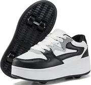 [ANEFUN] Roller Skates for Children Boys Girls Trainers with Removable Wheels Sports Shoes, Black, 39 EU