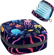 Period Bag,Sanitary Napkin Storage Bag,Underwater Pattern with Whale Ocean,Tampon Holder for Purse