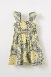 [Cotton On Kids] Cotton On Kids - Frankie Flutter Sleeve Dress - Baby yellow/bandana paisley 4 BABY YELLOW/BANDANA PAISLEY