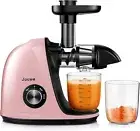 Light Pink Slow Masticating Juicer - 2-Speed Cold Press Machine with Quiet Motor