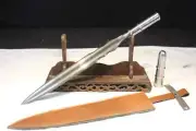 Double Edged Spear Blade Point Tip Head One Handed Short Sword Damascus Steel