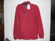 NWT BOYS CHAPS RED ZIP TOP PULLOVER SHIRT LARGE 14-16