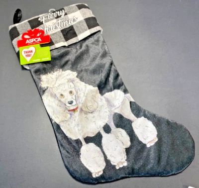 Christmas Stocking Poodle Dog Furry Christmas ASPCA NWT
