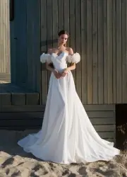 Sleeveless matte Mikado soft wedding dress
