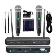 Dual Channel Wireless UHF Microphone System Church KTV Stage Mic PA Handheld Mic