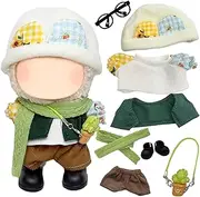 8 Pcs Doll Clothes and Accessories Compatible with Labubu 17cm Dolls Monster Dolls Clothes Sets Include Tops Vests Hat Pants Scarves Frame Shoes Pendants Girls Boys for Best Gifts, No Doll