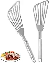 Stainless Steel Kitchen Spatulas, 2 Pack, With Handles, Silver