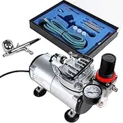 Airbrush Kit with Compressor, Double Action Airbrush Gun and Accessories (Nozzles, Hose etc.)