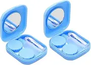 [Beavorty] Travel Essential 2 Pack Lens Case with Tweezers Suction Stick Mirror Nursing Bottle for Safe Lens Care