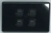 BLACK 4 Gang Switch Slim Line SLIM Wall Light Switch Wall Plate Upmarket 10 Amp