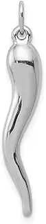 [JewelryWeb] 4.86mm 14ct White Gold Hollow Italian Horn Charm