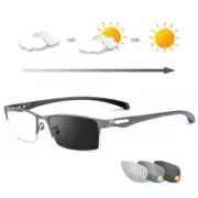 Photochromic Progressive Multifocal Reading Glasses Anti-blue Magnifier Gunmetal