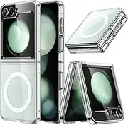 JETech Magnetic Case for Samsung Galaxy Z Flip 5 Compatible with MagSafe Accessories, Transparent Hard PC Protective Phone Cover, Anti-Scratch (Clear)
