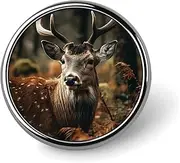 [FZMVSQH] Wild Deer Printed Round Button Pin Badges Metal Pinback Buttons 1 Inch Pins for Hat Shirt Clothing Bags Decoration, Circular, Aluminum, Circular, Aluminum