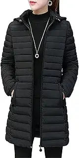 [Generic] Women Plus Down Jackets Winter Warm Lightweight Casual Puffer Slim Windproof Long Sleeves Coat