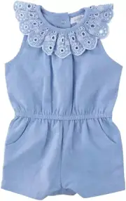 Mud Pie Girls' Mini Juniper Romper Blue (6M) NWT