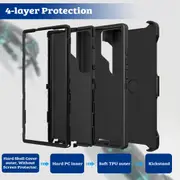 Samsung Galaxy S24 Compatible Case Cover With Shockproof Robot Armor Hard Plastic And Belt Clip - Black