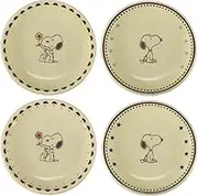 Peanuts SN1500-190 Snoopy Small Plates, Set of 4, Serving Plate, 6.1 inches (15.5 cm), Diameter 6.1 inches (15.5 cm), Dishwasher Safe (Vintage Series), Made in Japan, Mino Ware Yamaka Shoten
