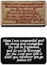 2 Packs Tactical Religious Joshua 1:9 Bible Verse Faith Jesus Christ Patch Encourage Embroidered Fastener Hook & Loop Emblem Badge Applique Patch for Clothes Uniform Armband Backpack