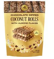 Chocolate Dipped Coconut Rolls With Almond Flakes 180g