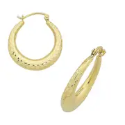 9kt Yellow Gold Silver Infused Creole Hoop Earrings
