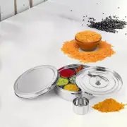 Spice Container Box Masala Dabba with 7 Compartments Durable Stainless Steel 8x8
