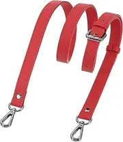 [uxcell] Genuine Leather Purse Strap, 41.7"-51.2" Adjustable Crossbody Replacement Straps 0.7" Width for Women Handbags Shoulder Bag (Red, Black Buckle)