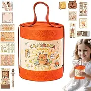 School Supplies Set - Adorable Thread Notebook - Include Stickers Pen Notepad Pendant Capybara Plush Toy for School Student Daily Decoration