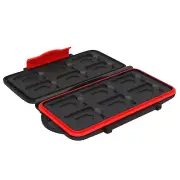 Black Memory Card Case Storage Box For 12 SD+12 Micro SD TF Card Water Resistant