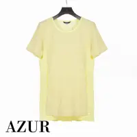 在飛比找momo購物網優惠-【AZUR】雪紡拼接條紋短袖T恤-2色