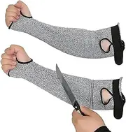 [SnapSavvy] Cut Resistant Arm Sleeves - 2pcs Cut Resistant Sleeves With Thumb Hole | High-Quality Cut Proof Sleeves | Multifunctional Arm Protectors Sleeves For Garden | Knit Sleeve For Gardening, Construction