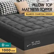 STARRY EUCALYPT Pillowtop Mattress Topper Charcoal Fibre Underlay Pad 7cm King