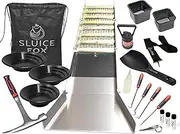 Complete Gold Mining Kit; Folding 50 inch River Sluice Box; Prospecting Equipment; Rock Pick Hammer; Gold Classifiers; Pay Dirt Scoop; Crevice Tools and More Gold Prospecting