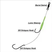 3pcs Masterpro Reef & Snapper Running Lumo Fishing Rig With Double Octopus Hook