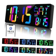 Large Digital Wall Clock Bluetooth Sync, 17.2" Multi-Colored with Bluetooth