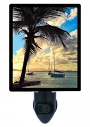 Tropical Decorative Photo Night Light, End of Day, Sunset, Sailboat