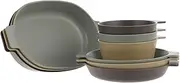 NULYLU Dishware Sets for Outdoor Plastic Plates Bowls Utensils Kit for Camping Picnics
