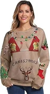 [Morbuy] Unisex Christmas Jumper Ugly Funny 3D Printing Xmas Pullover, Sweatshirt Long Sleeve Sweater T-Shirt S-3XL