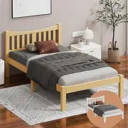 ALFORDSON King Single Size Wooden Bed Frame Base Cambrie Series with Headboard, Slatted Design with Solid Pine Wood Construction for Home Bedroom, Modern Scandinavian Style, Oak Color