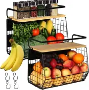 Space-Saving Magnetic Shelf Set - Stylish Bins for Fruits, Vegetables & More