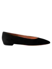 Gianvito Rossi | Amelia Suede Point-Toe Flats in Black | The UNDONE