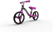 Ride-ezy Go Balance Bike - Glo Pink/Silver | 2.75kg Lightweight 10" Wheel Trainer for Kids | Learn Balance & Steering | Integral Footrest | Adjustable Handlebar | Puncture-Proof LED Wheels
