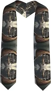 [SKKNT] Nordic Pirate Ship Print Graduation Shawl Stole For Academic Commencements Honor Sash Congratulations Gift