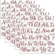 5 Sheets 285 Pieces Iron On Letters for Clothing, 1 Inch Red Heat Transfer Vinyl Letter Patches, Iron On Cursive Upper & Lowercase Alphabets Decals with A-Z for Backpack，Jerseys，Fabric T-Shirts DIY