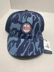 Johnnie-O Mesh Snapback Trucker Golf Hat Cap Adjustable OSFA Blue Camo NEW