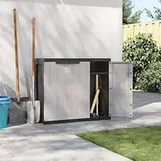 Durable Outdoor Storage Cabinet with Lockable Doors, Adjustable Shelves, Grey & Black, 97 x 37 x 85 cm, Ideal for Household & Tool Organization - Garden, Patio, Balcony Use